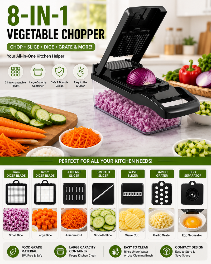 Vegetable Cutter Chopper and Slicer | Multi-Function Kitchen Food Chopper