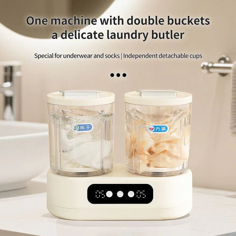 Double Bucket Mini Washing Machine – Compact Twin Tub Washer ✨