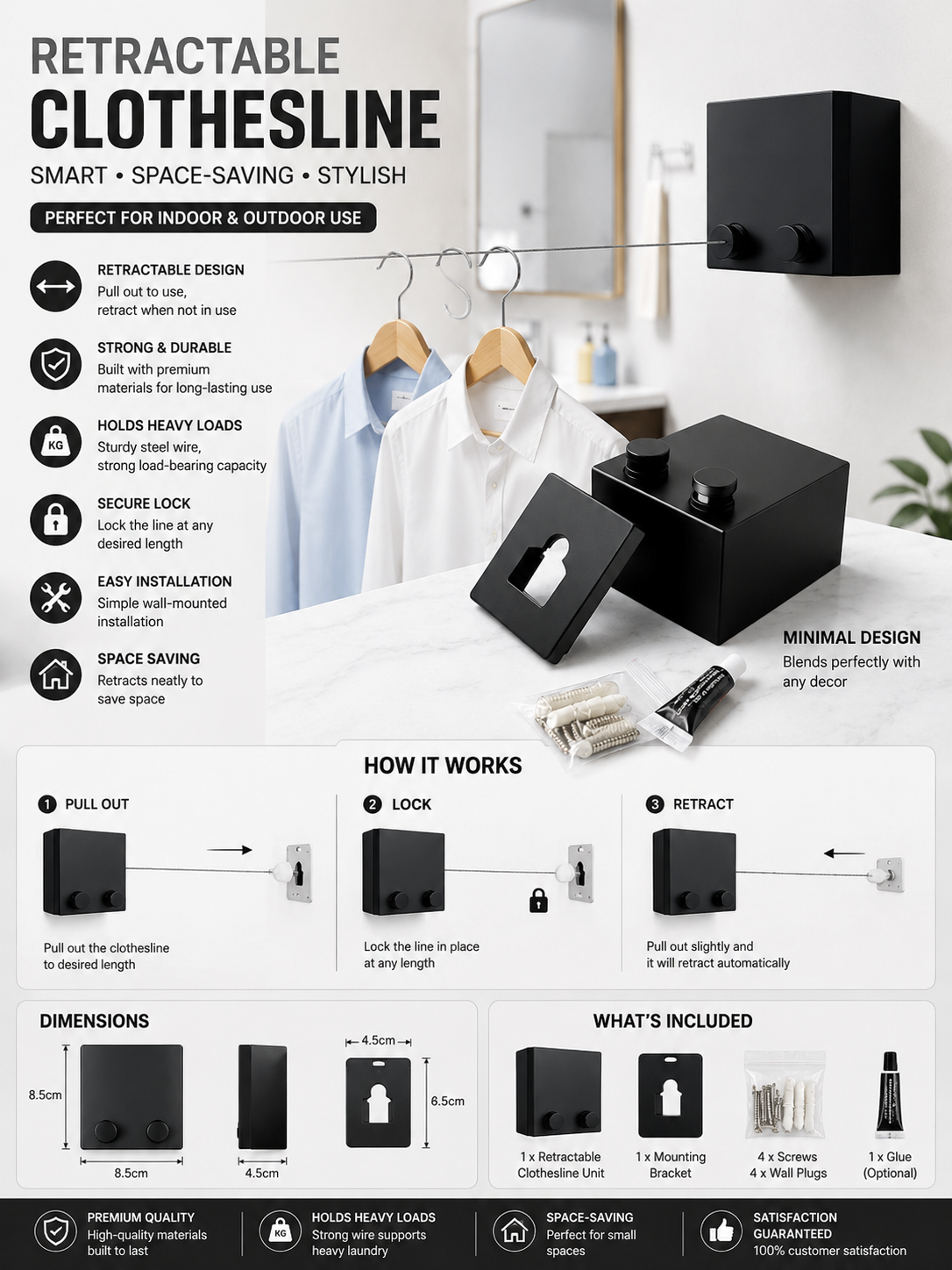 Telescopic Clothesline – Adjustable Retractable Clothes Drying Rope | حبل غسيل تلسكوبي قابل للتمديد