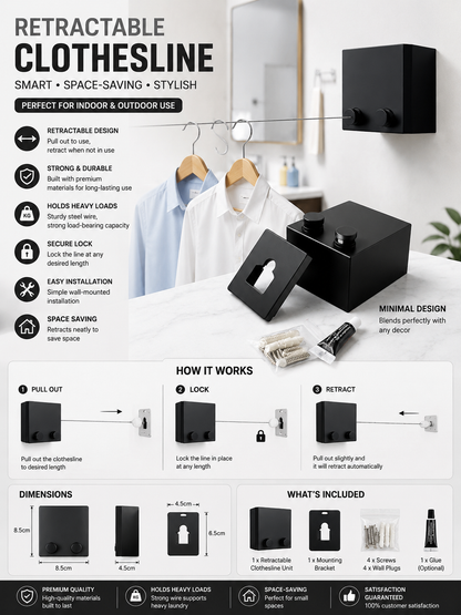 Telescopic Clothesline – Adjustable Retractable Clothes Drying Rope | حبل غسيل تلسكوبي قابل للتمديد