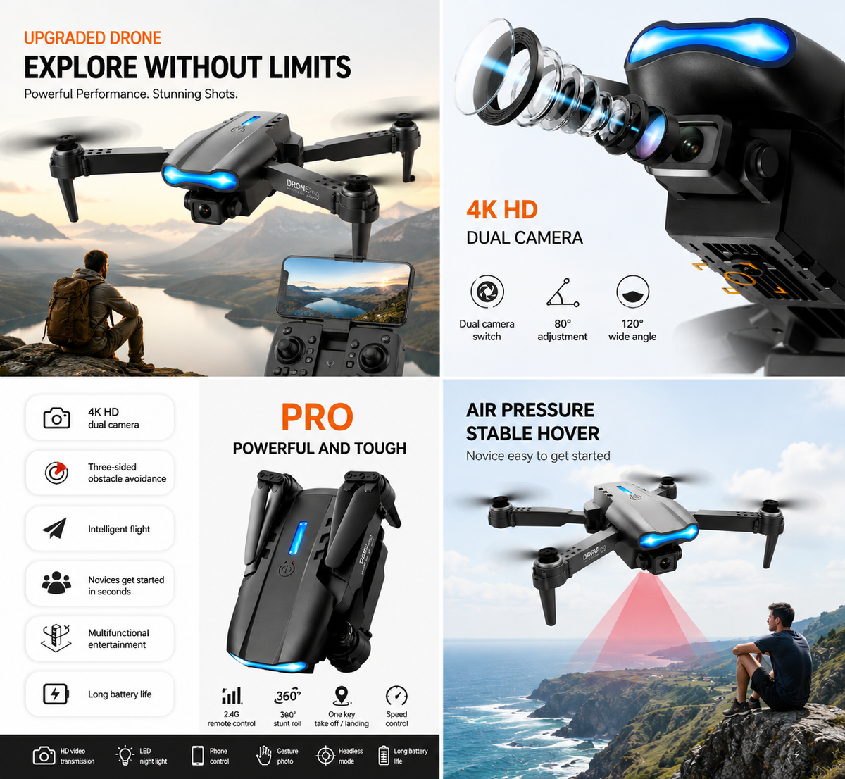 E99 Mini Drone Camera – Foldable RC Quadcopter with HD Camera | كاميرا درون E99 المصغرة القابلة للطي