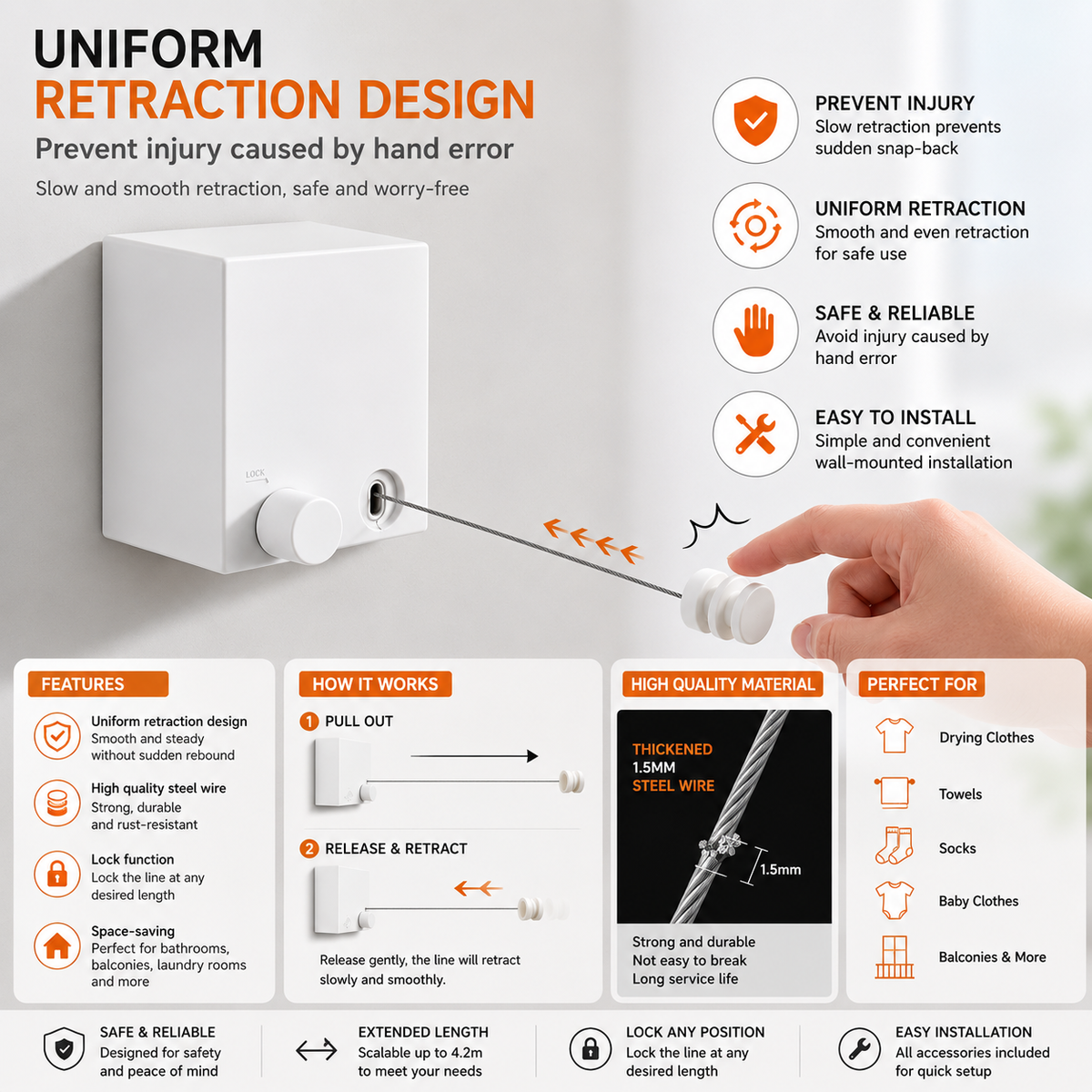 Telescopic Clothesline – Adjustable Retractable Clothes Drying Rope | حبل غسيل تلسكوبي قابل للتمديد