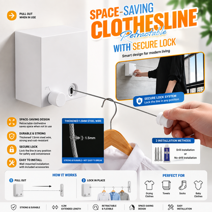 Telescopic Clothesline – Adjustable Retractable Clothes Drying Rope | حبل غسيل تلسكوبي قابل للتمديد