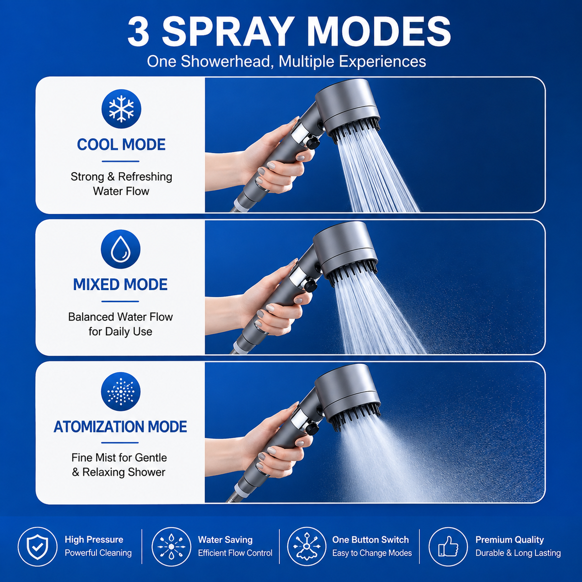 3 Modes Shower Head – High Pressure Adjustable Shower Head | رأس دش بـ 3 أوضاع