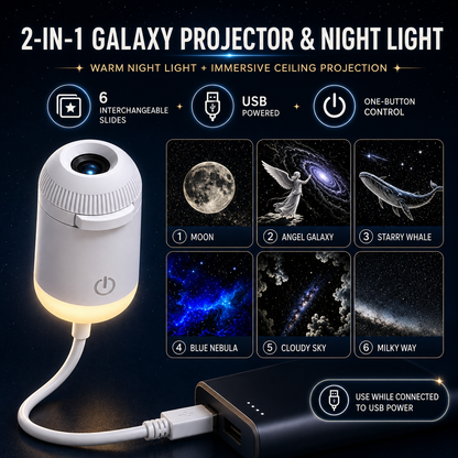 Portable Mini USB Starry Sky Projection Lamp | مصباح إسقاط سماء نجمية محمول USB