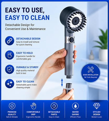 3 Modes Shower Head – High Pressure Adjustable Shower Head | رأس دش بـ 3 أوضاع