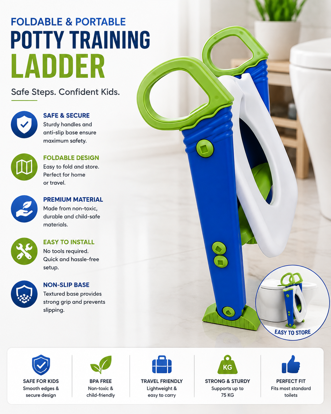 Children Toilet Ladder – Kids Potty Training Step Stool | سلم مرحاض للأطفال