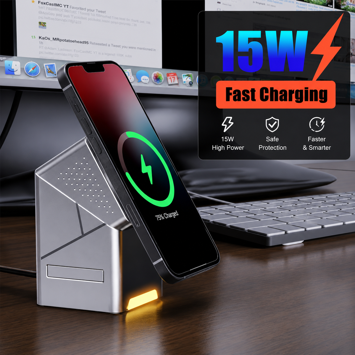 3-in-1 Magnetic Wireless Charger – Fast Charging Stand for Phone, Watch & Earbuds